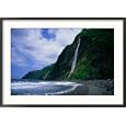 Kaluahine Waterfall in the Waipio Valley on the Hamakua Coast, Hawaii (Big Island), Hawaii, USA Framed Photographic Poster Print by Ann Cecil, 35x25