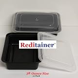 Reditainer - Rectangular Food Storage Containers With Lids - Microwaveable & Dishwasher Safe (38 Ounce - 6