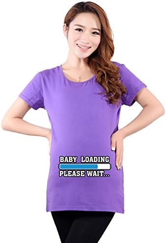 New Mom Funny Maternity T-Shirt Tee Shirt Top Baby Shower Gift Purple