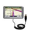 Coiled Power Hot Sync and Charge USB Data Cable w/ Tip Exchange for the Garmin Nuvi 255W - Gomadic Brand