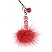 Hand Crafted Cellular Phone Charm - Fluff Ball - Red