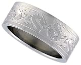 Surgical Steel 5/16 (8mm) Flat Band with Dragon Pattern