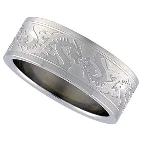 Surgical Steel Flat Band with Dragon Pattern