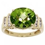 Ladies 14KT Yellow Gold Cocktail Ring Peridot Diamond