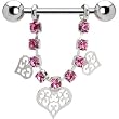 Pink Gem Scroll Heart Nipple Ring