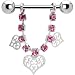 Pink Gem Scroll Heart Nipple Ring