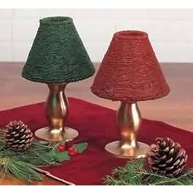 Table Lights Brushed Brass , Candle Lamp w Red Beaded shade
