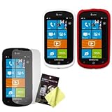 Two Silicone Cases / Skins / Covers (White, Red) & LCD Screen Guard / Prote ....