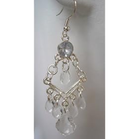 Saka's Silver Toned Chandelier Earrings with Dangling Acrylic Crystals