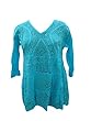 Embroidered Blue Tunic Top Hippie Rayon Blouse