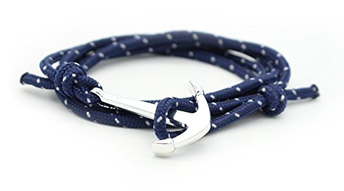 Golastartery Fashion Punk Style Alloy Bangle Weave Wax Rope Bracelets Anchors Cuff Bracelets