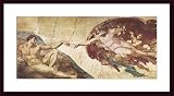 Art Poster Wood Framed Print - Creation of Man - Artist: Michelangelo Buonarroti- Poster Size: 15 X 34