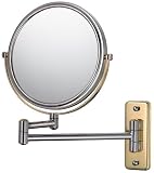 Wall Mount 5X to 1X Magnifying Mirror in Two-Tone Chrome & Brass