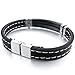INBLUE Men,Women's Stainless Steel Rubber Bracelet Bangle Cuff Black Cross Bible Lords Prayer