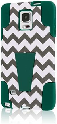 Samsung Galaxy Note 4 Case, MPERO IMPACT X Series Dual Layered Tough Durable Shock Absorbing Silicone Polycarbonate Hybrid Kickstand Case for Galaxy Note 4 [Perfect Fit &amp; Precise Port Cut Outs] - Teal Chevron