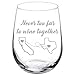 Engraved Best Friend Wine Glass Never Too Far To Wine Together White Red Wine Custom Personalized Long Distance Friendship Gift (Stemless 17 oz)