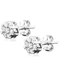 2 CT Diamond Cluster Earrings 14K White Gold (I1-I2 Clarity)