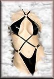 Patent PVC Teddy Elastic Back Elastic G-String in Black One Size