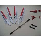 Full Set Replacement Parts for Syma S107 RC Helicopter, Main Blades, Tail Decorations, Tail Props, Balance Bar, -Red Set-