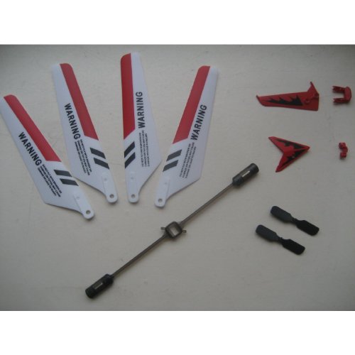 Full Set Replacement Parts for Syma S107 RC Helicopter, Main Blades, Tail Decorations, Tail Props, Balance Bar, -Red Set-