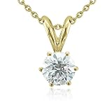 14k Yellow Gold 6-Prong Solitaire Natural Diamond Necklace (FG, VS2, 1.25 ct)-Certificate of Authenticity