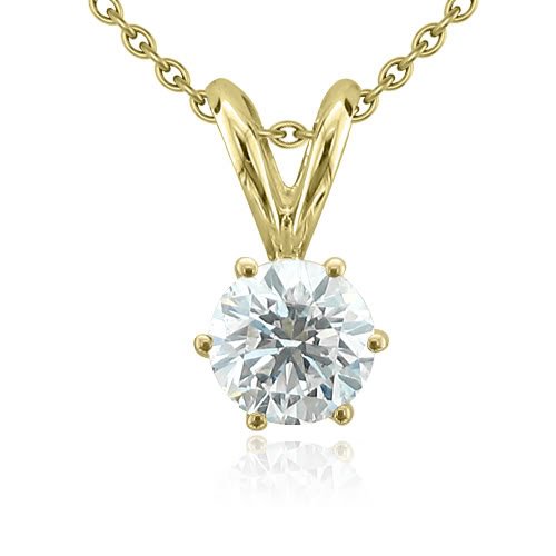 14k Yellow Gold 6-Prong Solitaire Natural Diamond 