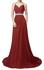 Open-Back Beaded Chiffon Halter Evening Dress/Bridesmaid Dress/Prom Dress/Party Dress  With a Sash 