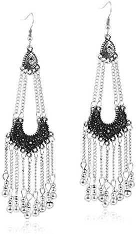 Paitse Jewelry Tassel Elegant Silver Beaded Dangle Earrings (Silver)