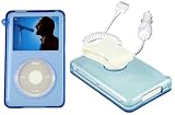 Clear BLUE Hard Plastic Case for iPod 5G Video [30GB] + Auto Charger + Screen Protector + Belt Clip+Neck Strap+ Click Wheel Protector Sold By TopDeals888