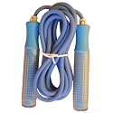 Adjustable Nylon Skipping Rope Speed Ropes With Rubber Handles Plastic Blue