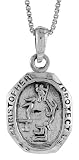 Sterling Silver St. Christopher Pendant for Gymnastics, 1 1/16