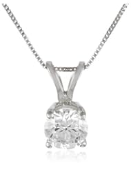 14k Gold Round Diamond Solitaire Pendant Necklace (1/2 ct, I-J Color, I1-I2 Clarity), 18"