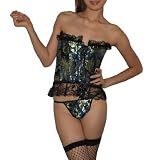 2 Pieces: Ladies Sexy Lingerie Costume Corset Thong Panties Set