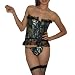 2 Pieces: Ladies Sexy Lingerie Costume Corset Thong Panties Set (Size:L)