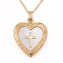 14k Gold Filled Cross Locket w/ Rope Chain, 18"