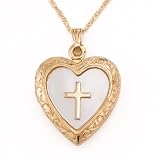 418N6pax9RL. SL160  14k Gold Filled Cross Locket w/ Rope Chain, 18