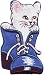 Cute White Cat in Blue Boot (Puss in Boot) - Embroidered Iron On or Sew On Patch (Kitty Cat)
