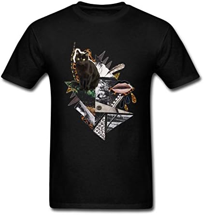 ol2yeb Men's Cat Collage Stickers T-shirt Black XXXL