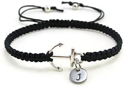 Personalized Anchor Macrame Bracelet with Initial