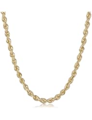 Duragold 14k Yellow Gold Solid Rope Chain Necklace (1.0mm ), 16"