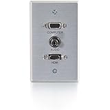 C2G / Cables To Go 41034 HDMI, HD15 VGA, and 3.5mm Audio Pass Through Single Gang Wall Plate