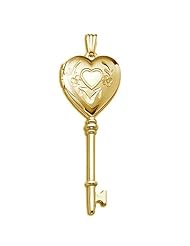 Solid 14K Yellow Gold Small Heart KEY Locket 1/2 inch x 1-1/4 inch Solid 14K Yellow Gold