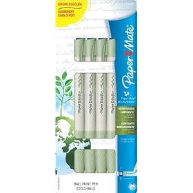 Paper Mate Biodegradable Retractable Medium Point Ballpoint Pens, 4 Blue Ink Pens
