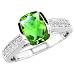 14K White Gold Oval Cut Peridot and Round Diamond Ring (1.90 ctw, G-H, SI)