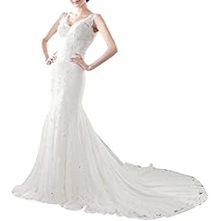 Mermaid Sweetheart Sleeveless Lace Wedding Dress  with a Brush/Sweep Train 