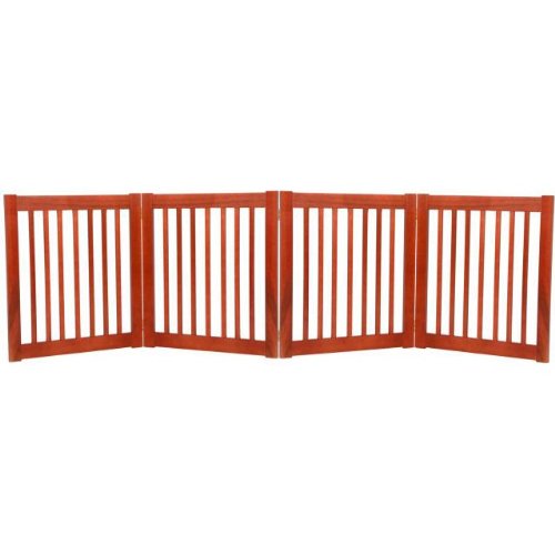 Four 27 Panel Free Standing Pet Gate in Medium Cherry