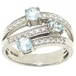 Aquamarine & Diamond 3 Stone Ring in White Gold