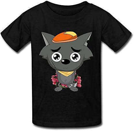Ninva Youth Black] Gray Wolf Kids Boys And Girls Short Sleeves T-Shirt [S