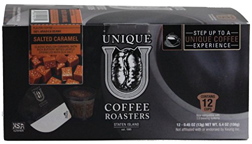Unique Coffee Roasters, Salted Caramel, Single Serve Kup, 72 Single Serve Coffees