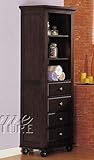 Bathroom Tall Storage Cabinet Walnut Finish